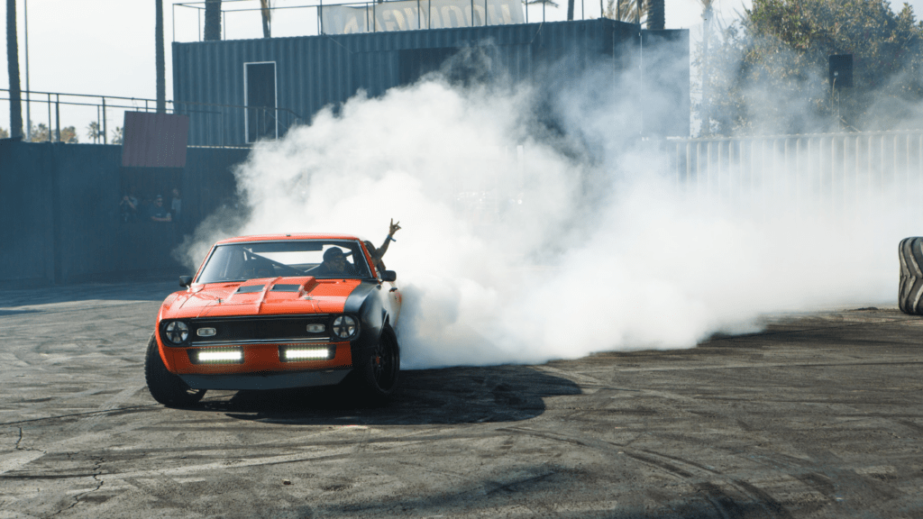 a car with smoke coming out of it