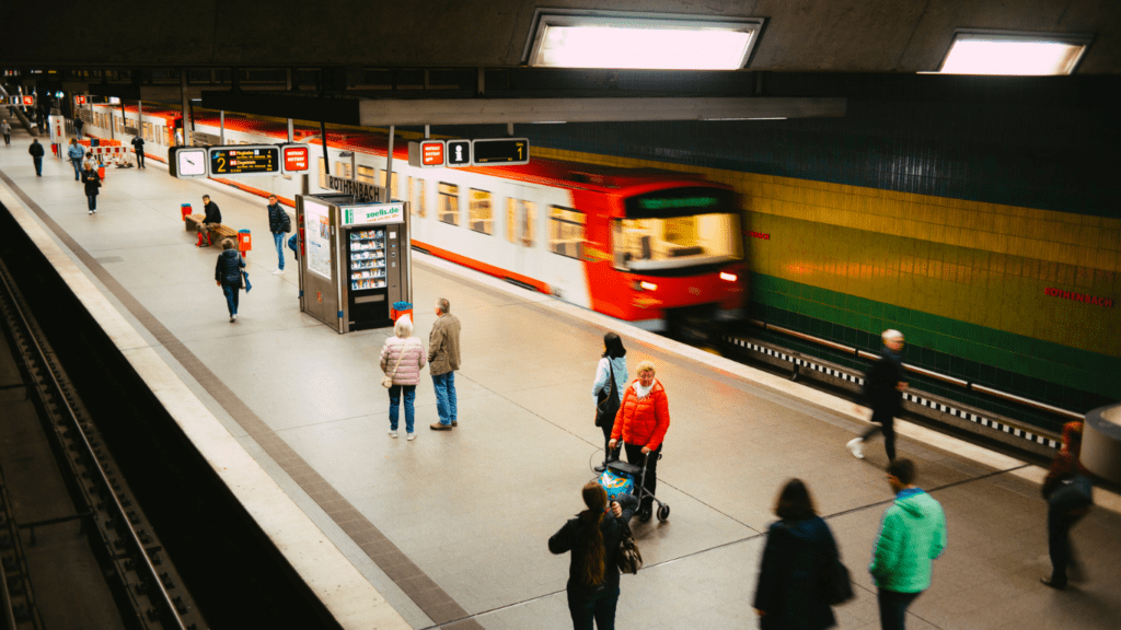 people walking on train station